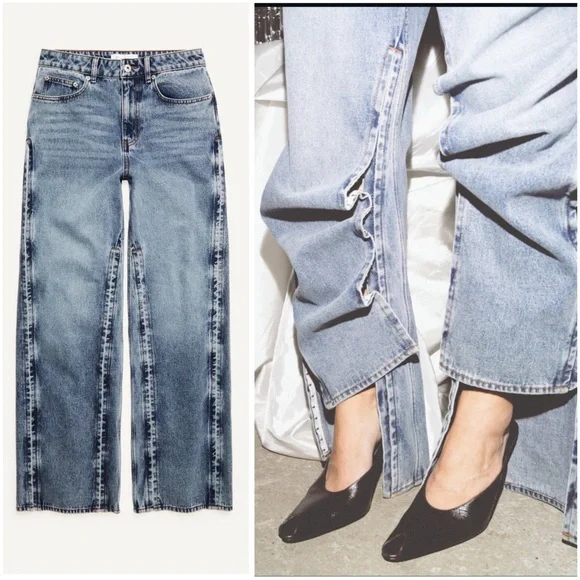 GLENN MARTENS H&M WIDE SIDE-SLIT JEANS - Picture 1 of 4